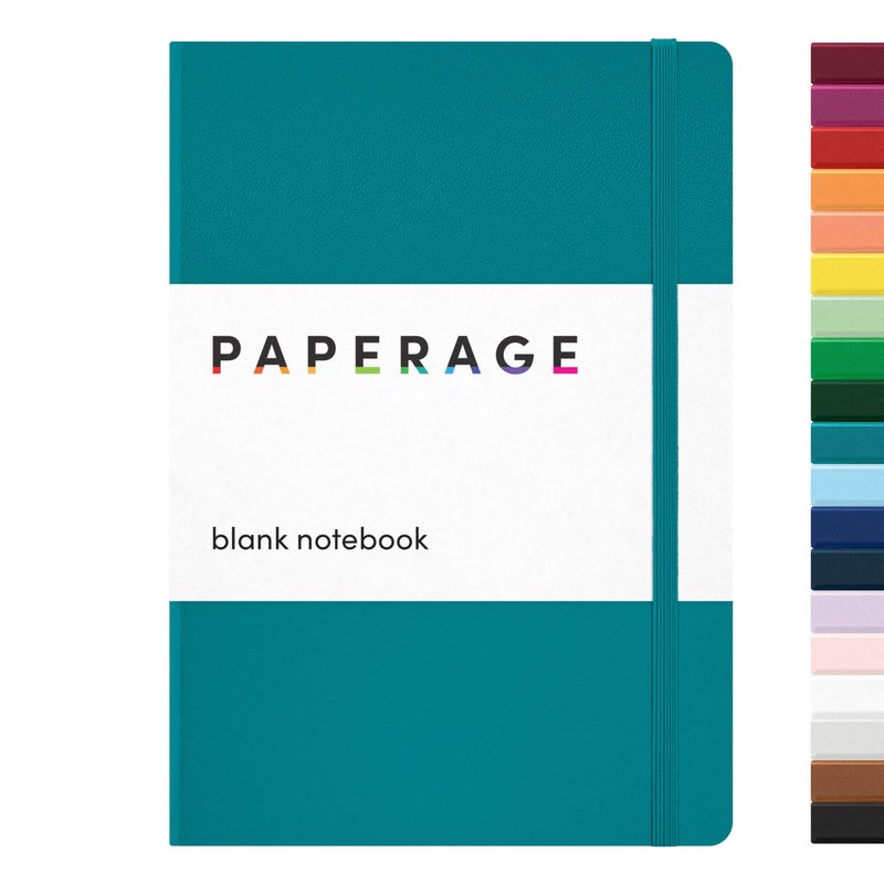 PAPERAGE Blank Journal Notebook, (Turquoise), 160 Pages, Medium 5.6 in x 8 in - 100 GSM Thick Paper â€“ Hardcover Journaling Notebook for Work, School, Note Taking or Sketching - Image 1